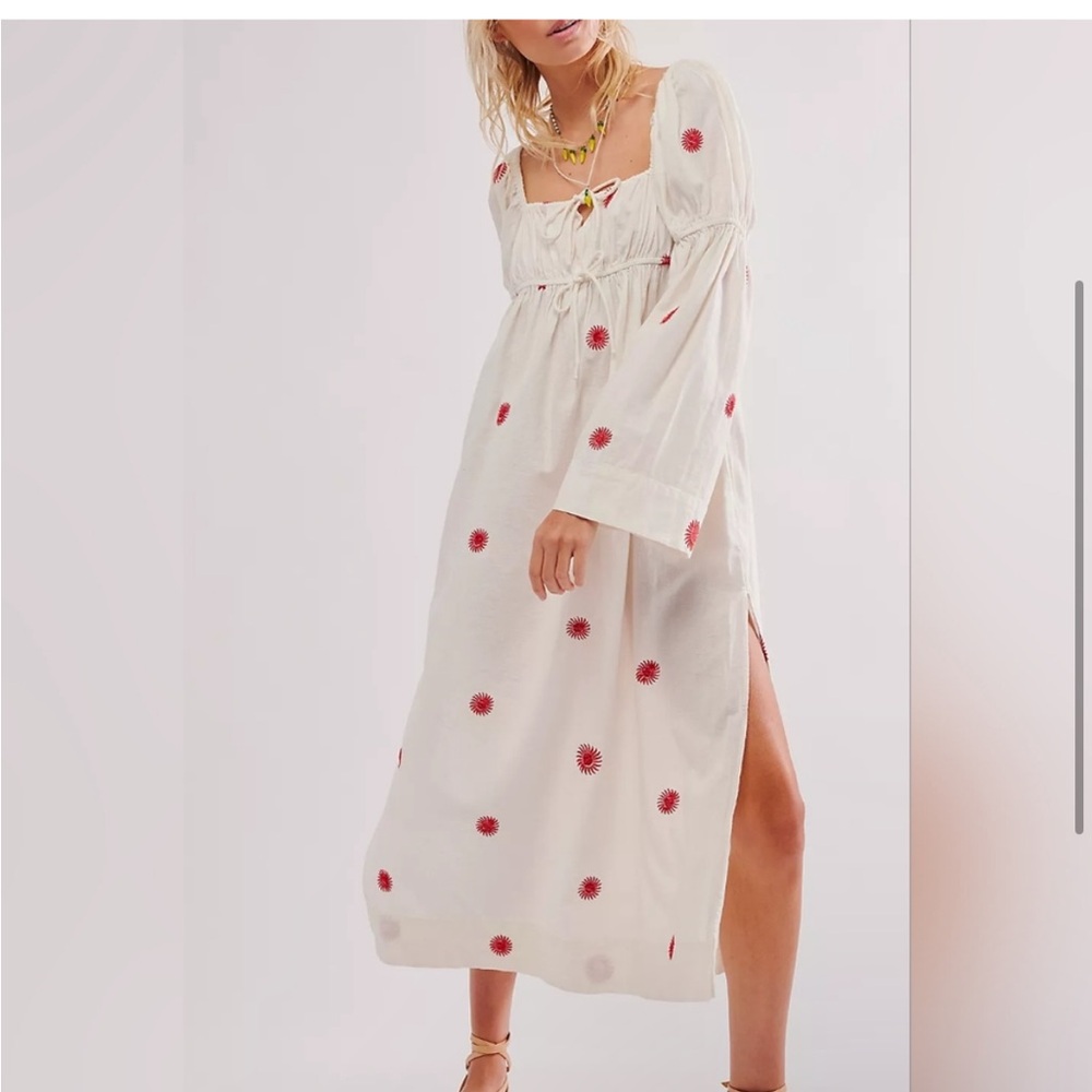 Free People Emory Embroidered Midi Dress